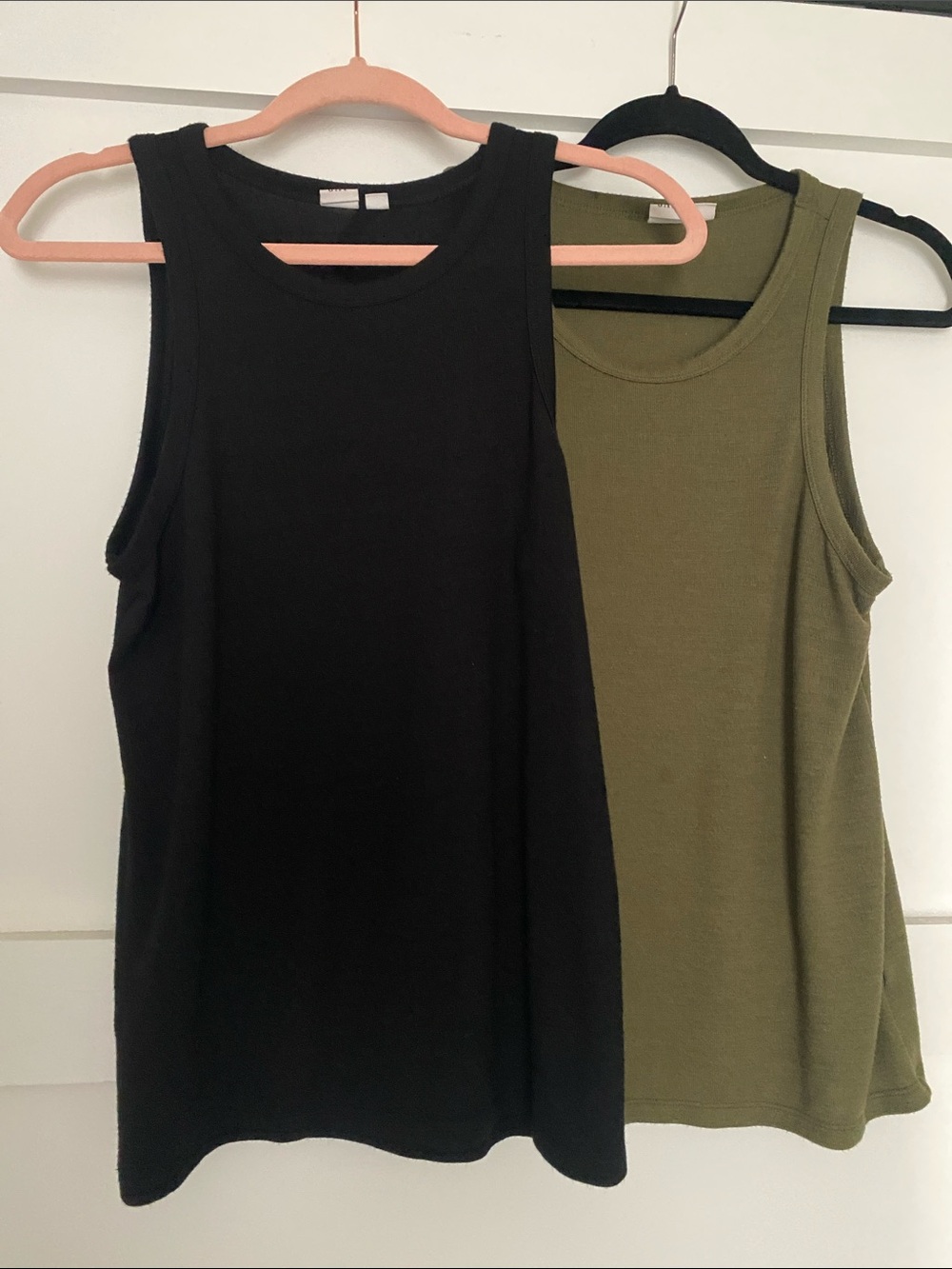 GAP Black and Olive Ribbed Tank Tops - Set of 2